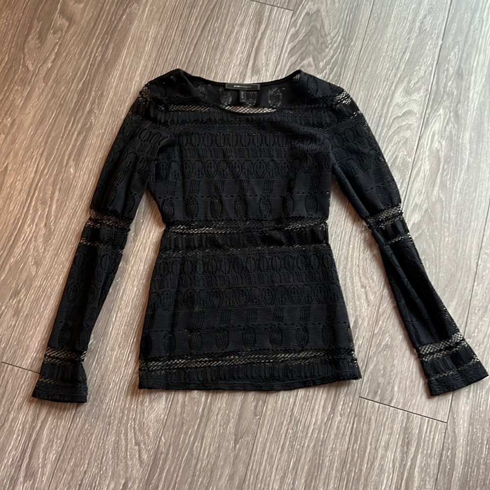 BCBG MAXAZRIA SEE THROUGH BLACK TOP